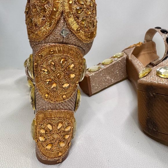 Gold Competition Heels with Yellow, Black & Silver Stones – 5” High✨ - Picture 4 of 9